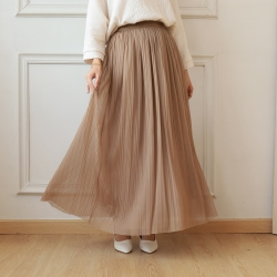 Naomi Pleated Skirt - Creme / Pink / Brown / Black